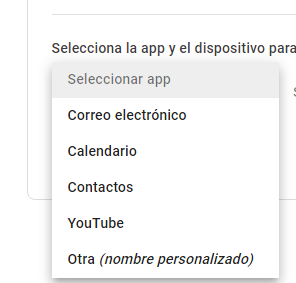 Seleccionar aplicación