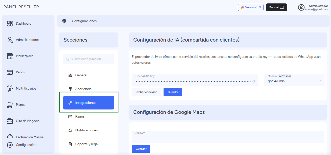 Configuración de Integraciones